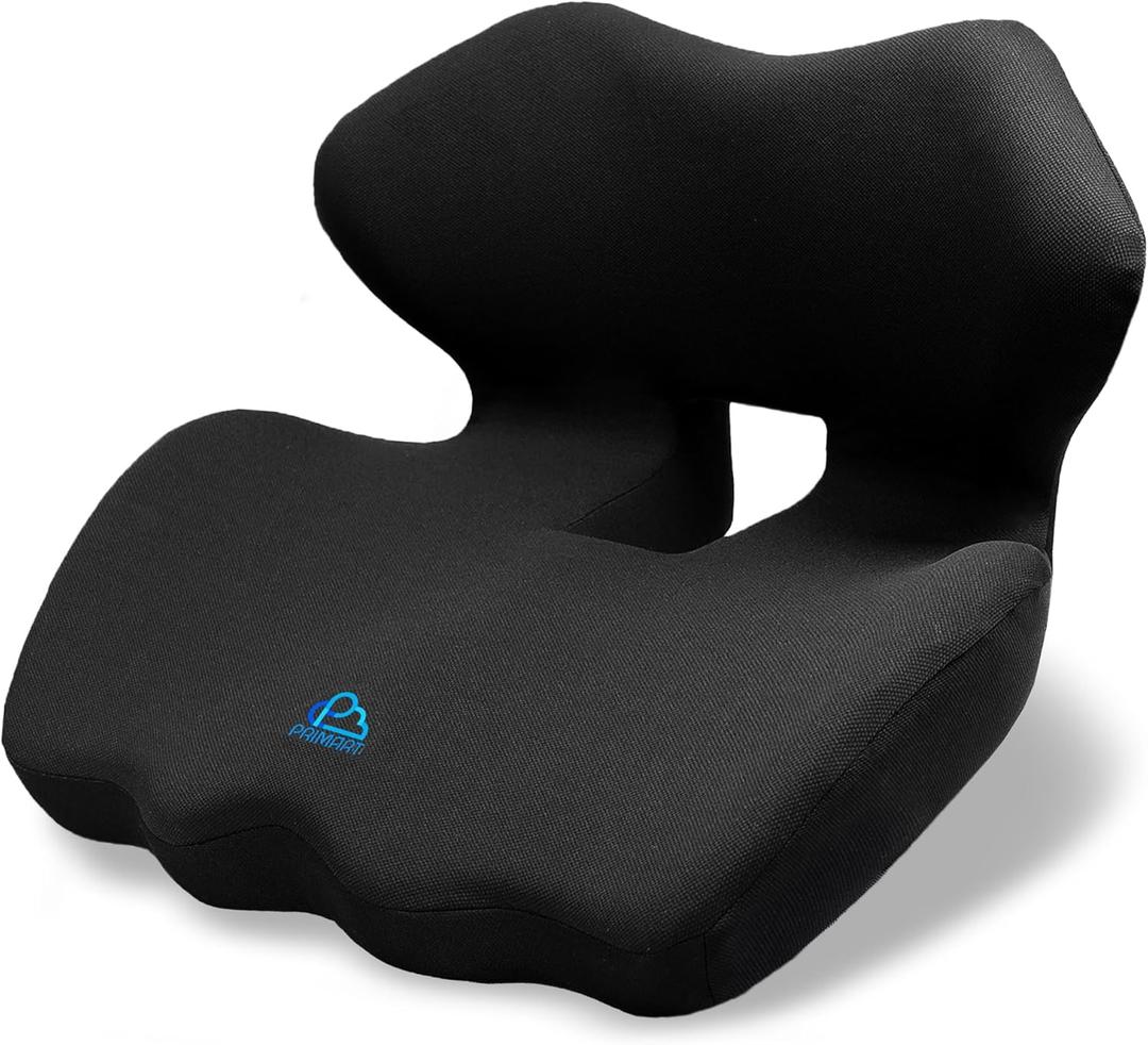 PRIMART Ergonomic Memory Foam Seat Cushion for Office Chair, Car Seat, Gaming Chair, Dining Chairs| Sciatica, Tailbone & Coccyx Pain and Pressure Relief | Lumbar & Lower Back Support | Orthopedic Design