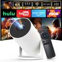 [Built-in Apps & 2025 Upgraded] Mini Projector with Wi-Fi 6 & Bluetooth 5.4, 1080P 4K Support Full HD, Auto Keystone 360 Portable Home Cinema Smart Projector for iOS/Android X1