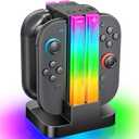 Switch 2 Controller Charger Dock Compatible with Nintendo Switch 2 with 6 RGB Light Modes & Timer Function, Charger Station with Type-C Cable