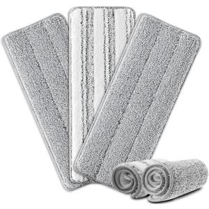Flat Mop Pads, 3 Pack 13" X 4.9" Microfiber Mop Pad/Refill/Head, Mop Pads Washable Microfiber Squeeze Cleaning Mop Heads Replacement - White and Grey