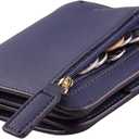 Toughergun Wallet Women Rfid Blocking Small Compact Bifold Luxury Leather Pocket Wallet Ladies Mini Purse with ID Window (03 ReNapa Blue Navy)