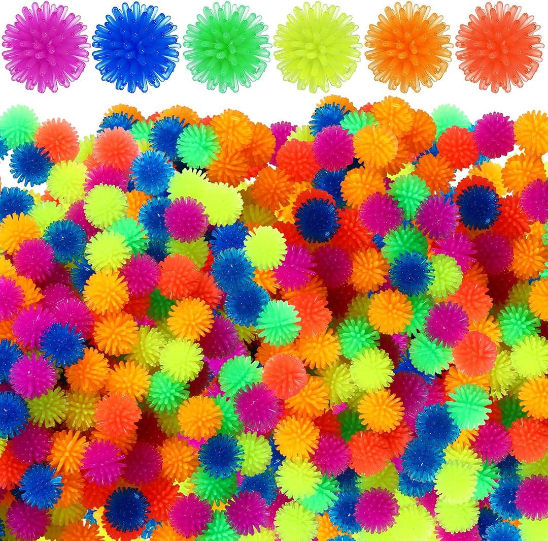 Poen 300 Pcs Porcupine Balls 1 Inch Fun Spiky Hedge Ball Soft Hand Fidget Sensory Calming Mini Stress Relief Small Porcupine Toy for Birthday Party Prize Office Home