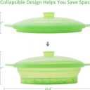 Microwave Steamer Cooker Collapsible Bowl Silicone Cookware Baked Potato with Handle Lid for Vegetables Fish Prep Meal Food with Removable Rack BPA Free Easy to Store Freezer Dishwasher Safe Green