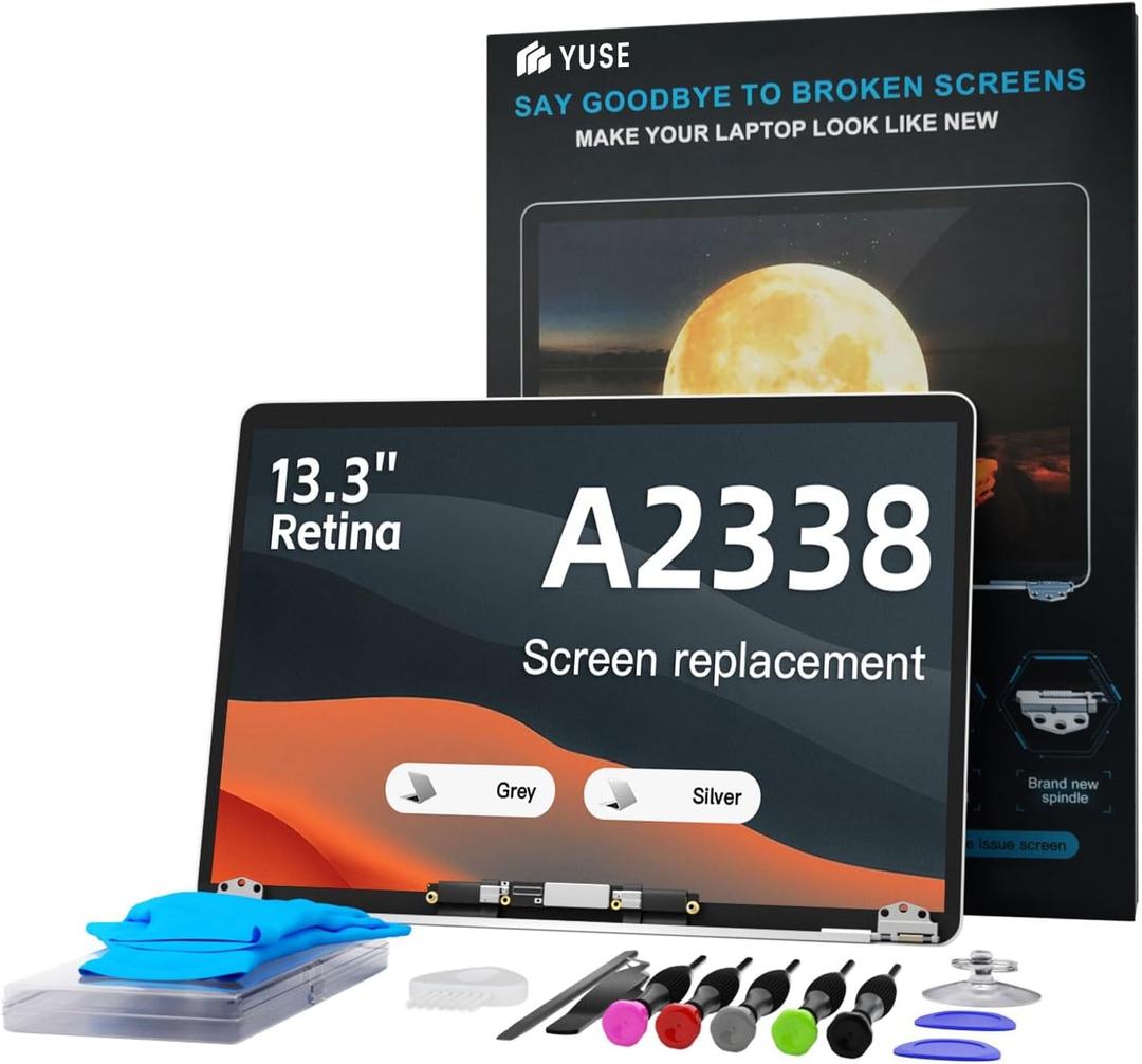 Replacement Screen 13.3" for MacBook Pro 13-inch A2338 Retina 2020 M1 / 2022 M2 (Model: EMC 3578, EMC 8162,MYD83, MYD92, MYDA2, MYDC2, MNEQ3, MNEP3, MNEJ3) Full LCD Display Assembly (A2338-Gray)