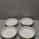 Stone Lain Florian 4-Piece Round Pasta Bowl Set, White with Gold Rim