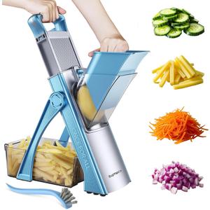 SupMaKin Upgrade Safe Mandoline Slicer Plus, Vegetable Chopper, Potato Slicer, Food Slicer Onion Chopper, Fry Cutter, Veggie Salad Dicer Kitchen Chopping Artifact Gifts (Blue)