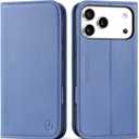 SHIELDON Genuine Leather Case Wallet for iPhone 17 Pro Max 6.9-inch | Folio Magnetic | RFID Blocking Credit Card Holder | Kickstand | Shockproof Phone Cover 2025 | Wisteria Purple