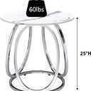 O&K FURNITURE Silver End Table, Round Side Table with Faux Marble Veins, Modern Nightstand for Bedroom, Living Room, Home Office, 1PC