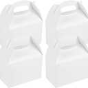 Bio Tek 8.5 x 4.8 x 5.5 Inch Gable Boxes For Party Favors, 25 Attractive Gift Boxes - With Built-In Handle, Greaseproof, White Paper Barn Boxes, For Special Events Or Parties (1 Count (Pack of 25))