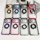 Eiyikof for iPhone 17 Pro Case Magnetic Transparent Case,Luxury Bling Four Corners Shockproof Military-Grade Protection with Camera Lens Protector MagSafe Clear Plating Cover for Women Men-Red