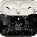 Real Forged Carbon Fiber Case for AirPods Pro 3 (2025 Release) - Ultra-Thin & Lightweight Hard Shell Protective Cover - Supports MagSafe/Wireless Charging - Glossy Black/Blue