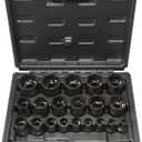 DPTOOL 22 Piece Bolt Nut Extractor Set, 1/2" and 3/8" Drive Impact Lug Nut Remover Socket Tool, Wheel Lock Removal Kit for Extracting Damaged, Stripped Frozen Nuts & Screws Twist Socket Set