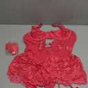 Lilosy Sexy Stocking Rhinestones Heart Garter Underwire Floral Mesh lace Sheer Babydoll Lingerie Teddy Bodysuit Skirt Set, Medium, Hotpink 