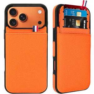 Wallet Phone Case for iPhone 17 Pro Max Case with Card Holder for Men Women, Leather Protective Phone Cover with Wallet Compatible with iPhone 17 Pro Max of 2025, Orange