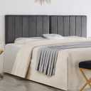 24KF Dark Gray Wall Mounted Vertical Channel Design King Headboard, Soft Comfortable Velvet Padded King/CA King Size Headboard-6036-K-Dark Gray