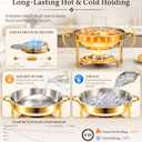 Chafing Dishes Buffet 6 Pack 6QT Gold Stainless Steel Food Warmers
Food-Grade Stainless Steel, 6QT Pans 20% Larger; 3 Serving Forks & Spoons, Stackable, Cordless for Weddings & Outdoor Parties