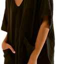 Zontroldy Women's Casual V Neck One Piece Jumpsuit Shorts Summer Short Romper Dresses with Pockets (Black)