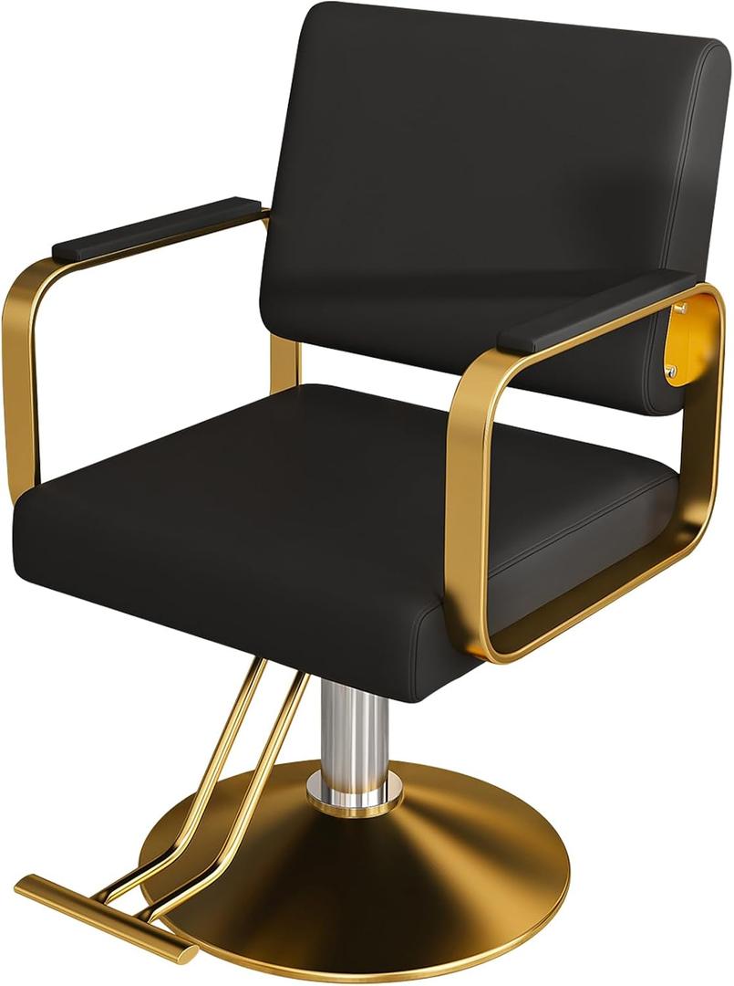 Zevemomo Barber Salon Chair for Home, Heavy Duty Hydraulic Pump with 360° Swivel, Adjustable Height Spa Beauty Equipment for Barbershop, 330LBS Capacity, Black, 23.62 x 21.26 x 33.07 inches