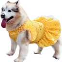 Floral Girl Dog Princess Dress - Designer Summer Tutu Skirt for Large Dogs, Lightweight & Breathable, Perfect for Wedding Birthday Party (Yellow, 3XL)