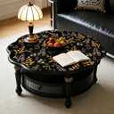 practicalWs Black Floral Peel and Stick Wallpaper 17.5"x393" - Vintage Gold Leaf Wall Paper Boho for Bathroom - Removable Dark Contact Paper - Self Adhesive Vinyl Wallpaper for Bedroom Walls Decor