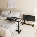 DUMOS Overbed Table with Wheels, Height-Adjustable Bedside Table, Black, 27.55*15.75*42.52inch