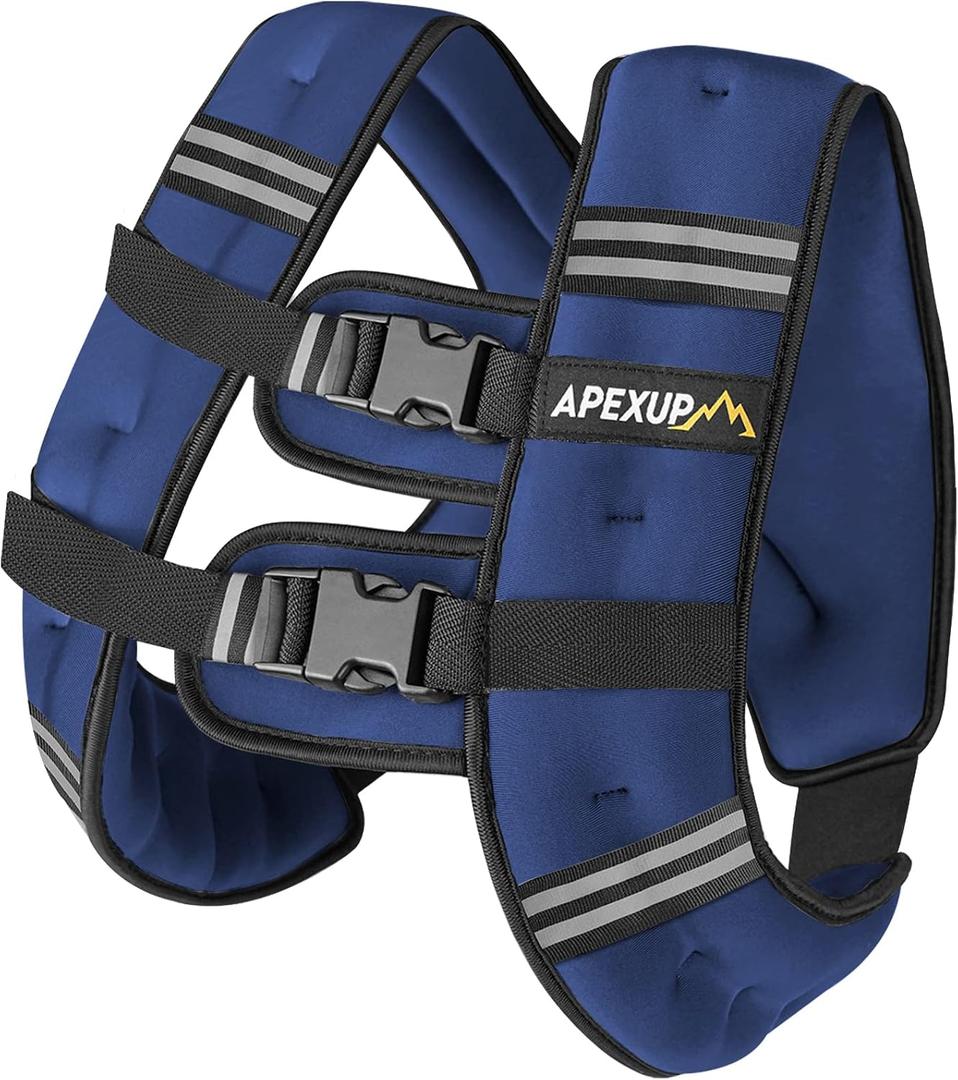 APEXUP Weighted Vest Men 25lbs Weights with Reflective Stripe, Weighted vest for Women Workout Equipment for Strength Training Running (Blue)
