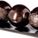 Creative Scents Dublin Brown Decorative Tray & Orb Set  4Piece Centerpiece for Living Room, Dining Room & Entry Table Decor