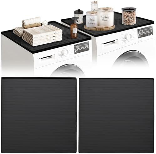2 PC Washer and Dryer Topper Protector Mat 25"x25", Laundry Washing Machine Top Cover Non-Slip, Waterproof, Silicone Large Washer and Dryer Covers for Top, Dark-Grey (Onyx) Dryer Top Protector Mat