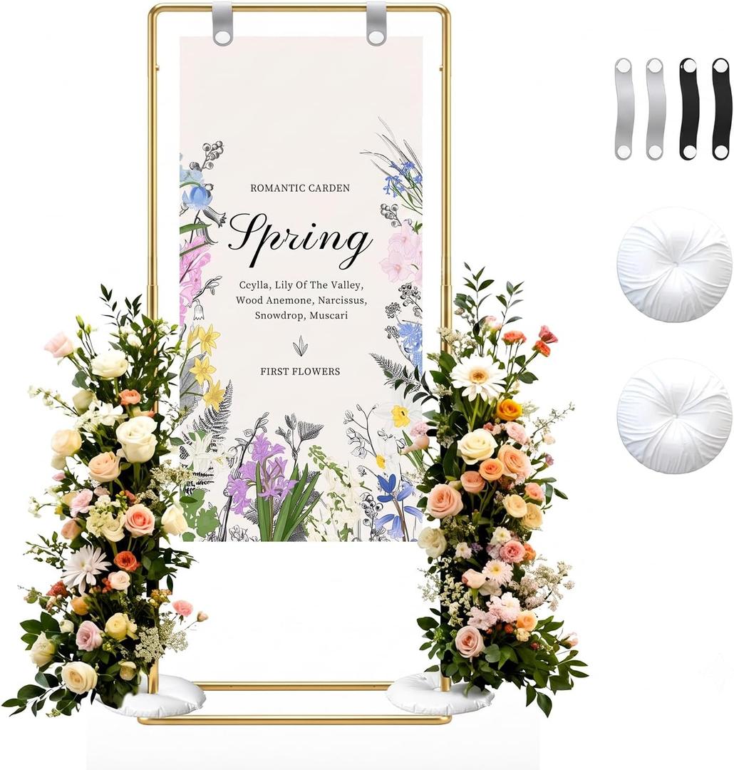 Gold Wedding Welcome Sign Stand Display Easel Stand
70”x 31”x 20”Holder with 4 Leather Hanging Straps; For Wedding Welcome Signs & Seating Chart Display