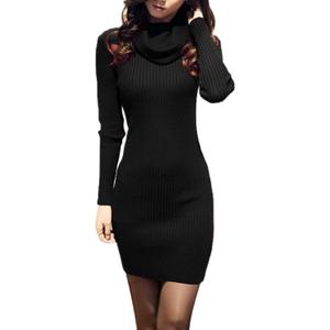 v28 Sweater Dress for Women Ribbed Knit Fitted midi Sexy Fall Winter Bodycon Cowl Neck Dresses (Medium, Black)