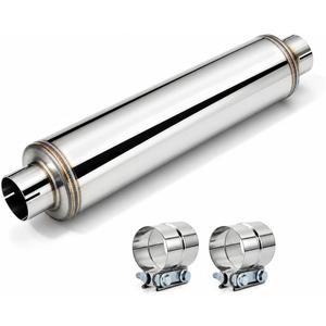 4" Inlet Diesel Muffler Exhaust with Clamp, Straight Through Stainless Steel, 7" x 24" Body, 30" OAL, Clamp-On Installation, No Welding Required