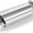 2.5 to 4 Inch Exhaust Tip 2.5"Inlet to 4"Outlet Exhaust Tips 12" Length Muffler Tip 304 Stainless Steel Tailpipe Diesel Exhaust Tip Double Wall Polished Slant Cut Clamp On (Sliver)