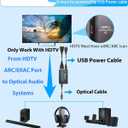 Esynic Professional eARC Audio Extractor-Only Work for HDTV ARC/eARC Ports-192KHZ ARC to Optical Audio Adapter-Easy to Setup-7ft Long-Dolby5.1 & DTS 5.1 Formats-from HDTV to Optical Soundbar-No CEC
