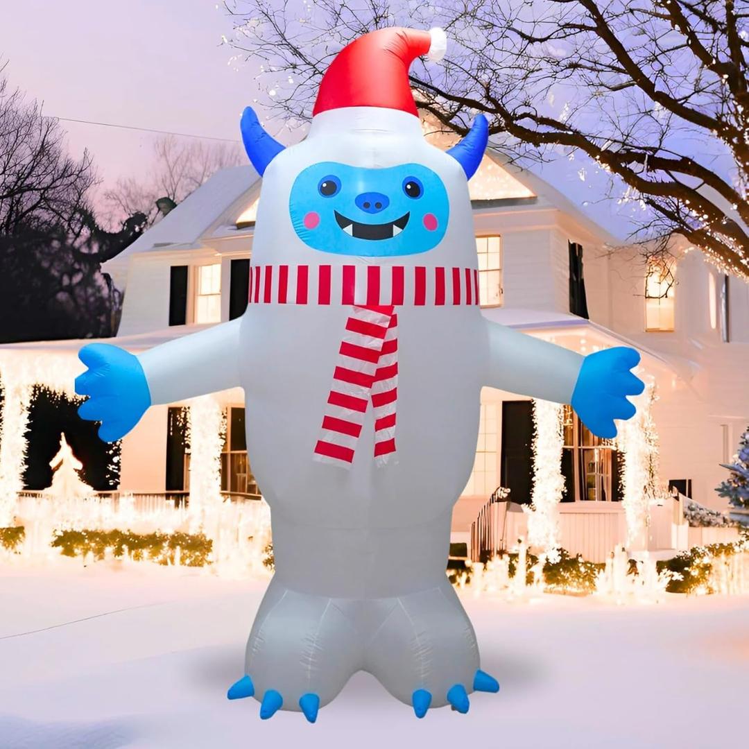 PTS 12FT Inflatable Yeti Outdoor Decoration, Christmas Blow Up Yard Decorations, Built-in LED Lights Inflatables Xmas Holiday Funny Decor for Indoor Lawn Garden