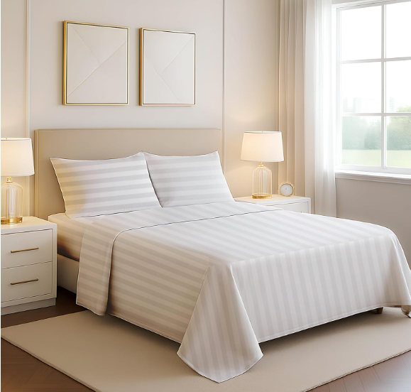 Myfair Linen 1 Flat Sheet, 1 Standard/Queen Pillowcase, 1 Fitted Sheet, 100% egyptian cotton 