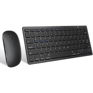 Wireless Bluetooth Keyboard and Mouse Set, Portable Slim Silent Cordless Keyboard and Mouse Combo Compatible with iPad/Mac/MacBook/Android/Windows/PC/Computer,Black