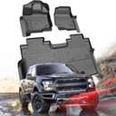 Car Floor Mats for Ford F-150 2015-2025 | F150 Lightning 22-24 SuperCrew (Rear w/o Fold Flat Storage), All Weather Protection TPE Truck Mats Custom Car Liners Accessories, Front and Rear Row, Black