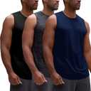 DEVOPS 3 Pack Sleeveless Men's Muscle Shirts Dry Fit Tank Top for Gym Workout, Training, Running, Quick Dry Activewear (XXL)