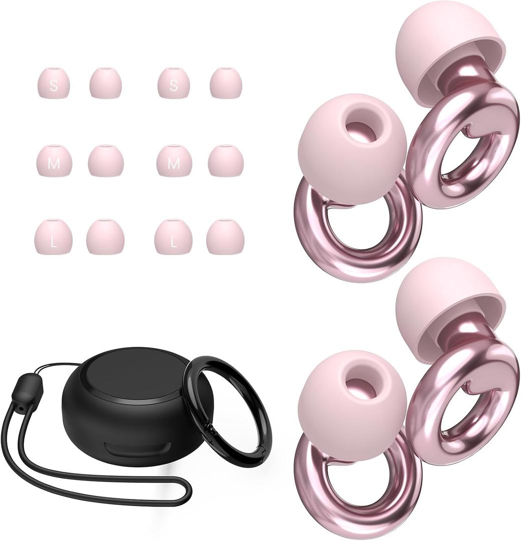 JUSTRVN Ear Plugs for Sleeping,2 Pairs of Stylish Reusable Noise Reduction Earplugs with 8 Pairs Tips & case,Hearing Protection Earplugs for Concert,Travel,Work,Live Events - 25dB-30dB