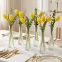 Glass Bud Vases Bulk 12 Pcs - Clear Ribbed Wedding Centerpiece Vases, Small Flower Vases for Table Decor, Party Events & Home Decor