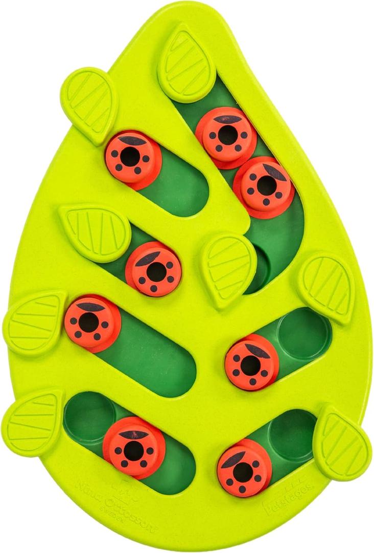 Catstages by Nina Ottosson Buggin Out Puzzle & Play  Interactive Treat Puzzle Feeder for Cats, 16 Hidden Treat Compartments Slow Feeder, Durable & Easy-Clean, 13 Inches, Green