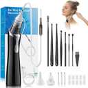 Ear Vacuum Wax Removal Tool with 8 Pcs Ear Pick, Strong Suction Earwax Removal Kit with Charging Cable, Ear Suction Device for Adults and Kids (Black)