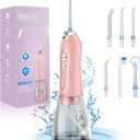 Water Dental Flosser Teeth Cleaner Pick, H2ofloss Cordless Portable Oral Irrigator,5 Mode IPX7 Waterproof Teeth Picks 300ML Rechargeable WaterFlosser for Home Travel (Pink)