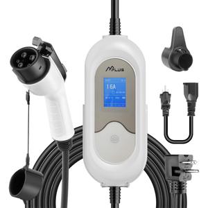 Mplus Electric Vehicle Charger Station 16 Amp Level 1 & 2 Portable EV Charging Includes NEMA 5-15P & 6-20 Plug Compatible with J1772 Electric Cars Household Travel Travel Portable Emergency Charger