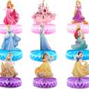 9 PCS Princess Party Honeycomb Centerpieces Decorations, Party Table Topper Decor for Girls Theme Birthday Baby Shower Christmas Party (Princess Theme)