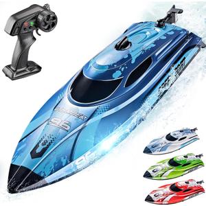 BEZGAR RC Boat, 12 inch Remote Control Boat for Kids and Adults, 25 KPH Fast RC Speed Boats with 700mAh Battery, Ideal Waterproof Toy for Lakes & Pools - TX126 Blue