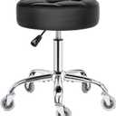 BEWISHOME Rolling Stool with Wheels, Adjustable Stool Heavy Duty 450lb, 360 Swive Rolling Chair for Massage Spa Medical Tattoo, PU Thick Seat Padding Salon Chair(Black) BYD01B