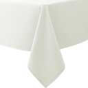 Biscaynebay Textured Fabric Tablecloths 90x132 Inches Rectangular, Ivory Water Resistant Tablecloths for Dining, Kitchen, Wedding, Parties etc. Machine Washable