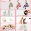 Cute Key Fob Cover with Rhinestone Bear Charm, Bling TPU Smart Key Case for Women, Compatible with Nissan Altima Murano Juke Sentra Rogue Pathfinder Titan Maxima Kicks (4-Button, Gold Pink)