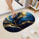 Blue and Gold Marble-Texture Super Absorbent Quick-Drying Bathroom Mat Rug, Rubber Non-Slip Bottoms, Easy to Clean,Ultra Thin Bathroom Rugs Fit Under Door and Bathtub(1624Inch)